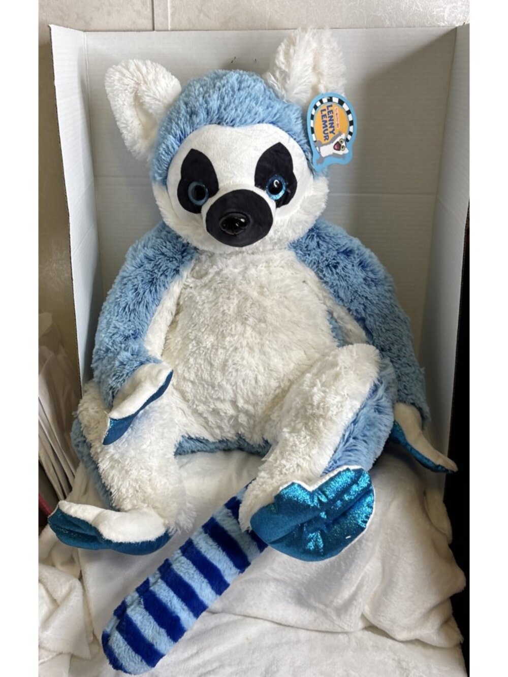 Toy Factory 21" Lenny the Lemur Stuffed Animal Toy Blue White NWT RARE